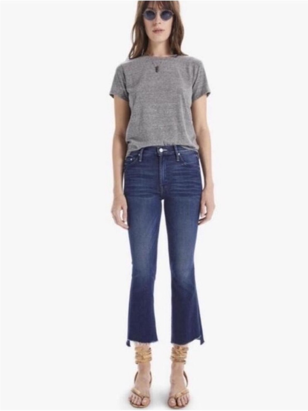 Mother Denim The Insider Crop Step Fray In Tongue & Chic Size 30 Stretch Jeans